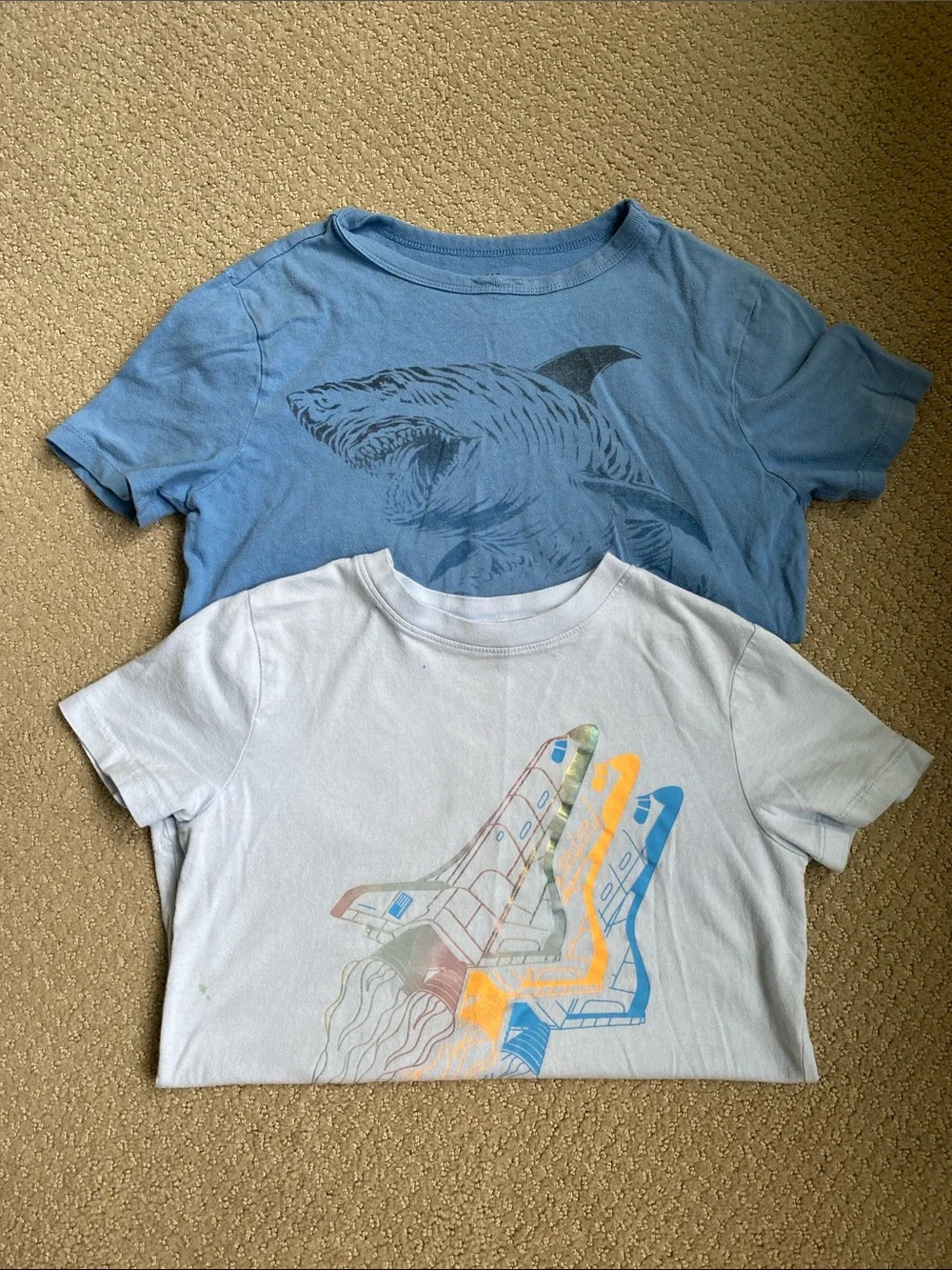 GAP Blue Shark Tee & lands’ end Light blue Space Shuttle Graphic Tee bundle